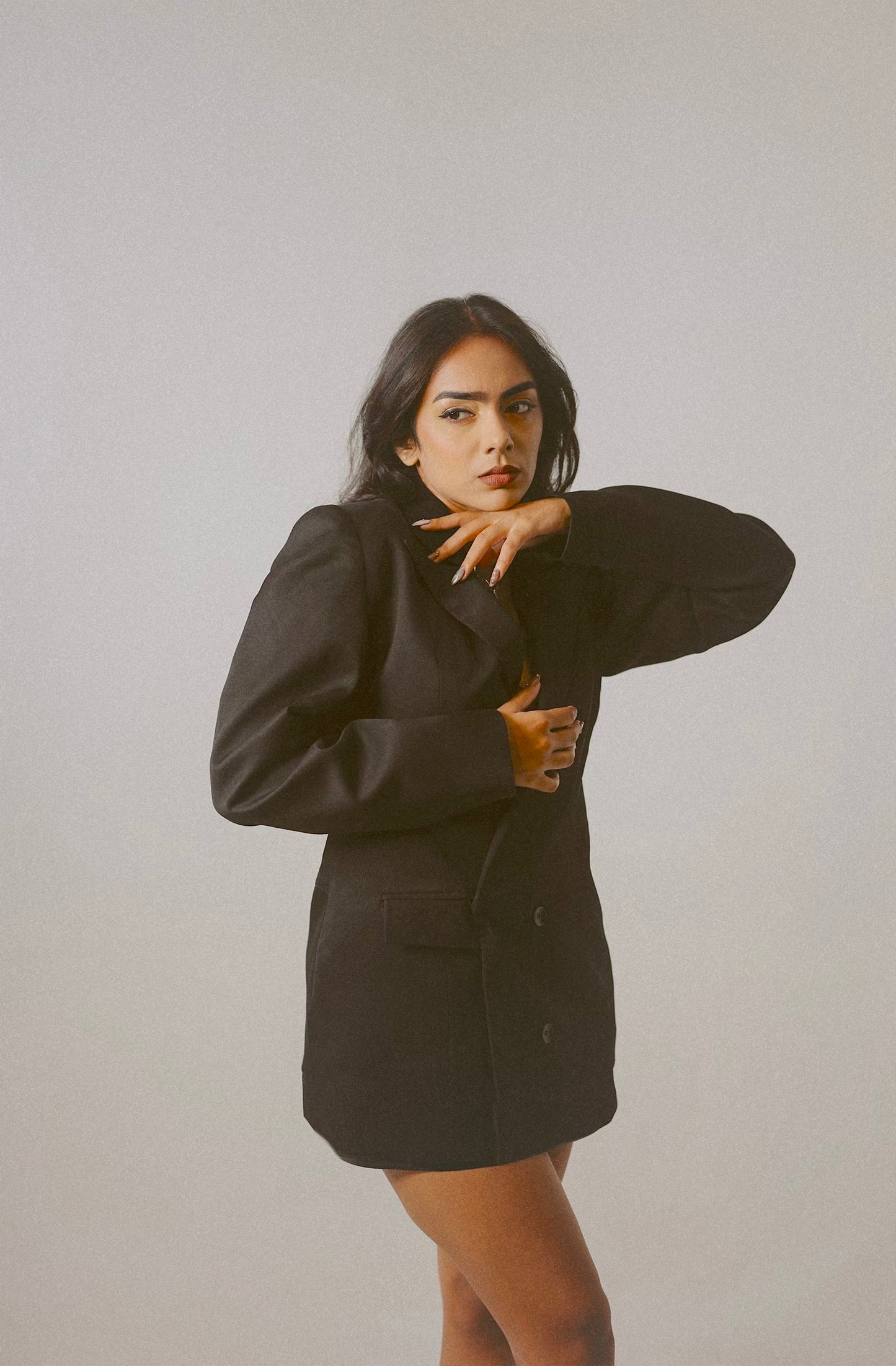 Reversed corset blazer dress