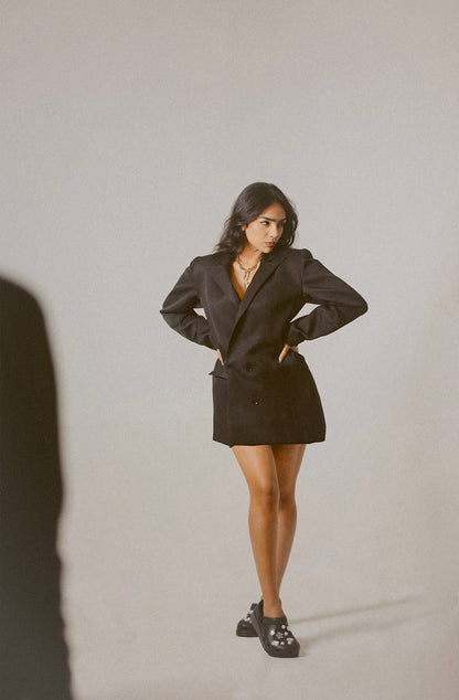 Reversed corset blazer dress